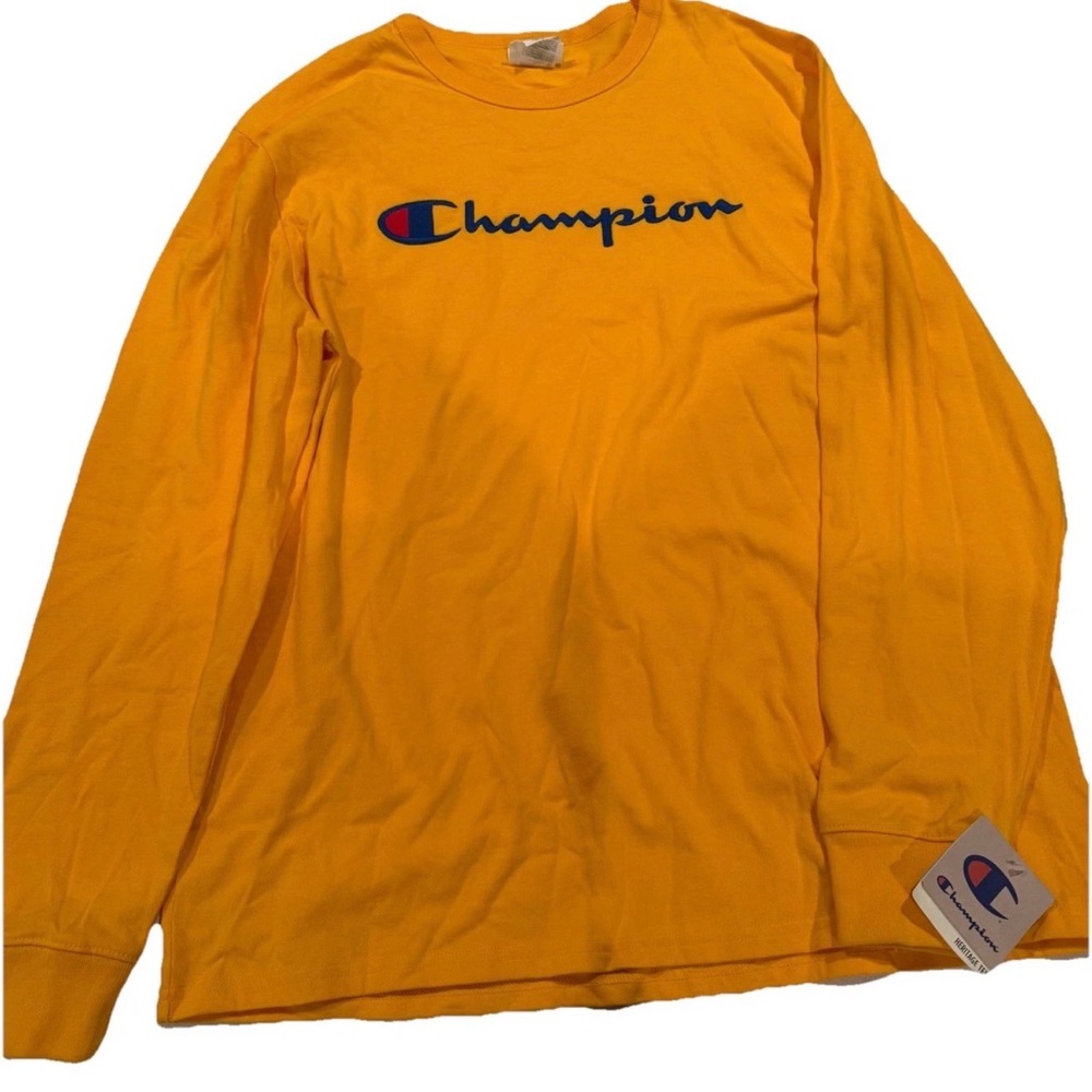 Champion Men's Bright Yellow Long Sleeve Tee Size XL